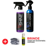 Shine + Limpa Vidros + Brindes Espuma e Pano de Microfibra